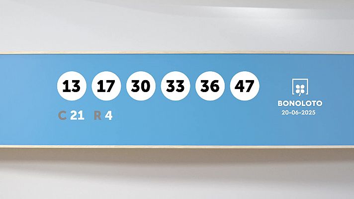 Sorteo de la Lotería Bonoloto del 20/06/2025