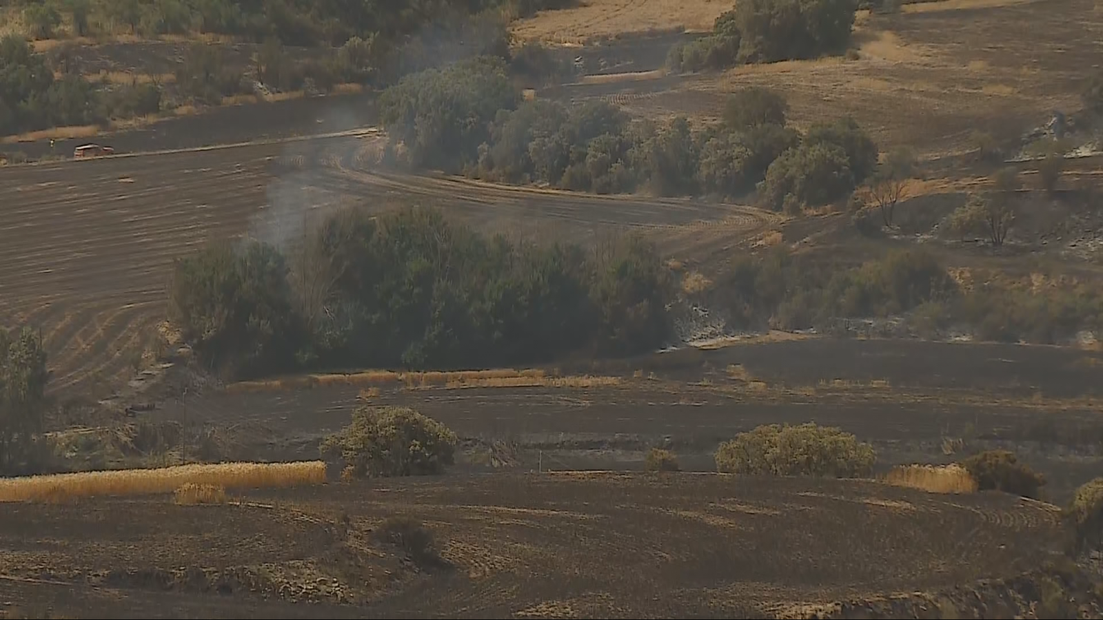 Progressen les tasques d'extinció de l'incendi de la Segarra