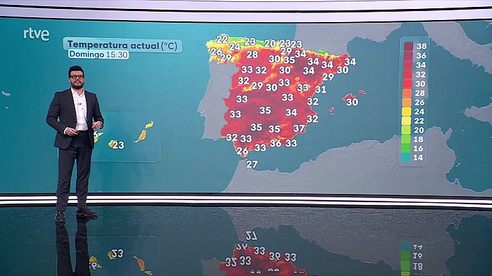 El tiempo - Tormentas y chubascos localmente fuertes con granizo y rachas muy fuertes en interiores de la mitad nordeste peninsular