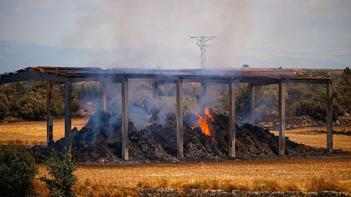 Telediario 2 - El incendio de Lleida podría haberse originado por una máquina segadora