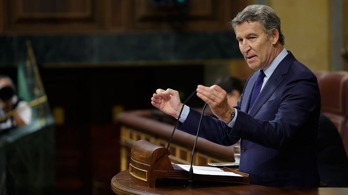 Telediario 1 - Feijóo ve "cosméticas" las medidas de Sánchez y le insta a convocar elecciones