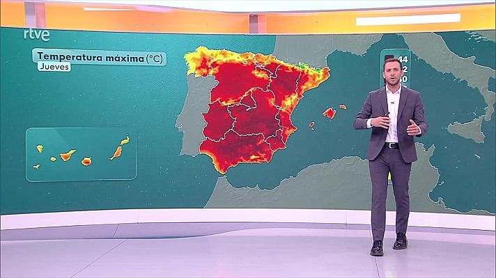 El tiempo - Tormentas y chubascos fuertes en la Ibérica y los Pirineos orientales. Máximas significativamente altas