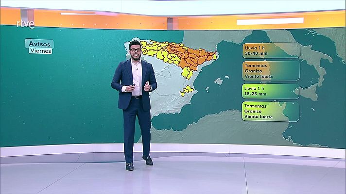 El tiempo - Tormentas y chubascos fuertes y con granizo en zonas del norte y cuadrante nordeste peninsular
