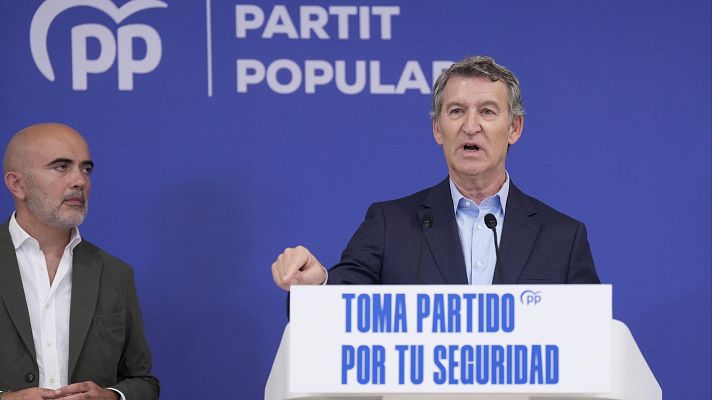 Telediario 1 - Feijóo insiste en que Sánchez participó en "negocios de prostitución" y el PSOE le tacha de "sucio"