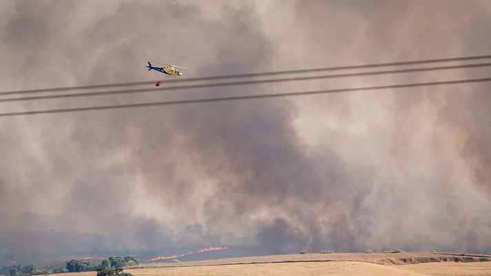 La tarde en 24h - Un equipo de TVE se desplaza hasta el incendio de Méntrida: "Si abrimos la ventana del coche hay un poco de ceniza"