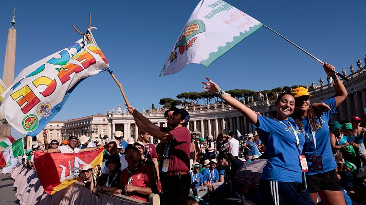Telediario 2 - Roma se prepara para celebrar el Jubileo de la Juventud con creyentes llegados de todo el mundo