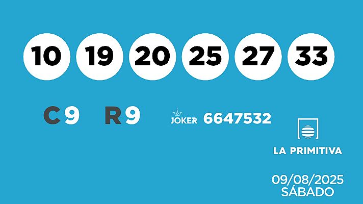 SELAE - Sorteo de la Lotería Primitiva y Joker del 09/08/2025