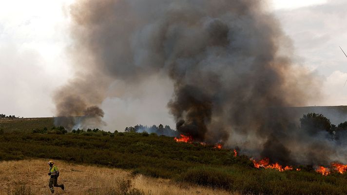 Telediario 1 - Los incendios en Zamora y León dejan un muerto y varios heridos críticos