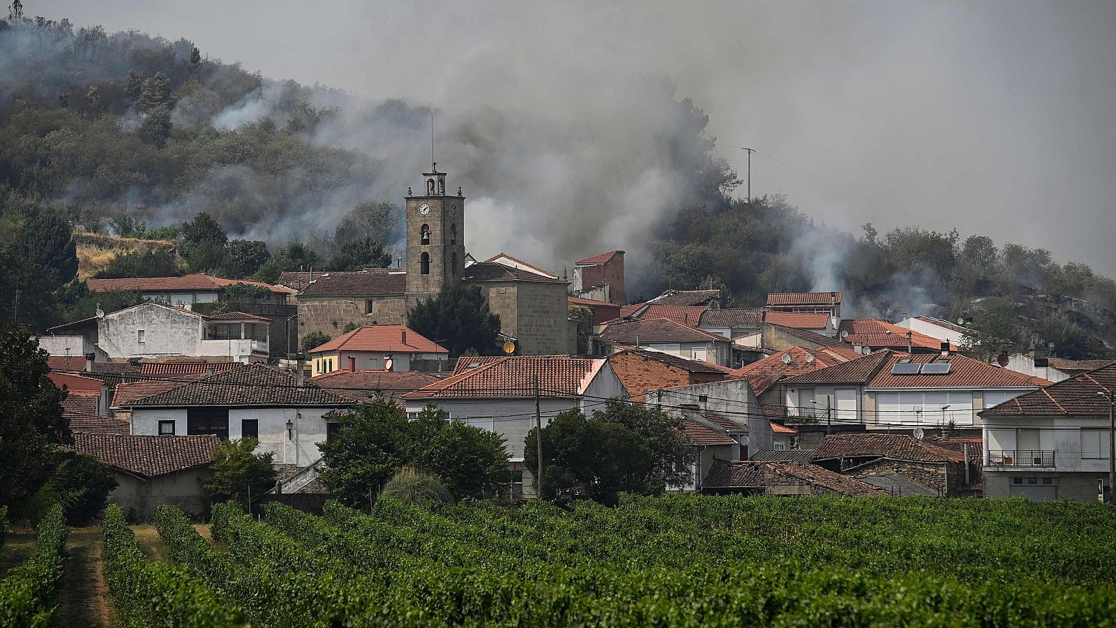 El viento aviva los siete grandes incendios activos en Ourense - Telediario 2 | Ver