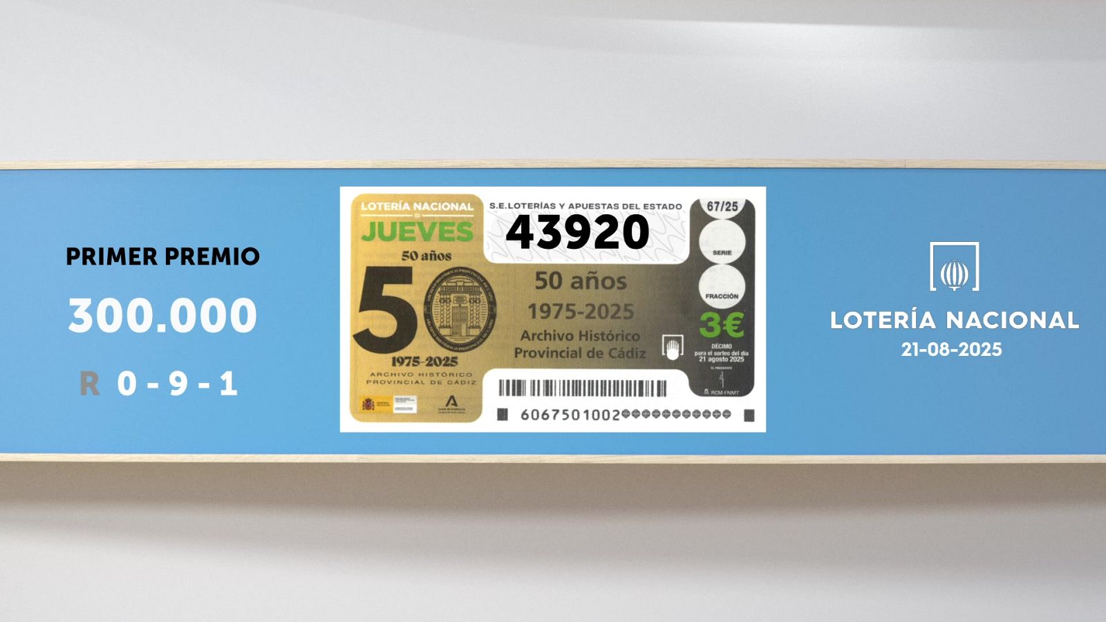 Sorteo de la Lotería Nacional del 21/08/2025 - Ver ahora