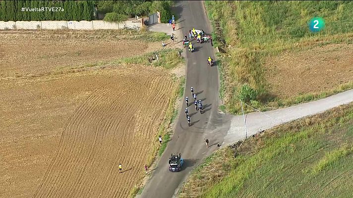 Vuelta ciclista a España - Un grupo de manifestantes pro-palestinos boicotean el paso del equipo Israel en la contrarreloj por equipos