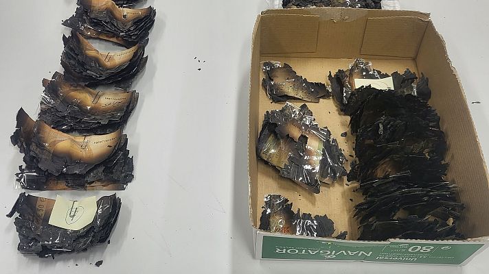 Telediario 1 - Los billetes calcinados en los incendios se pueden recuperar