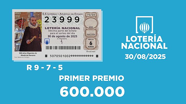 SELAE - Sorteo de la Lotería Nacional del 30/08/2025