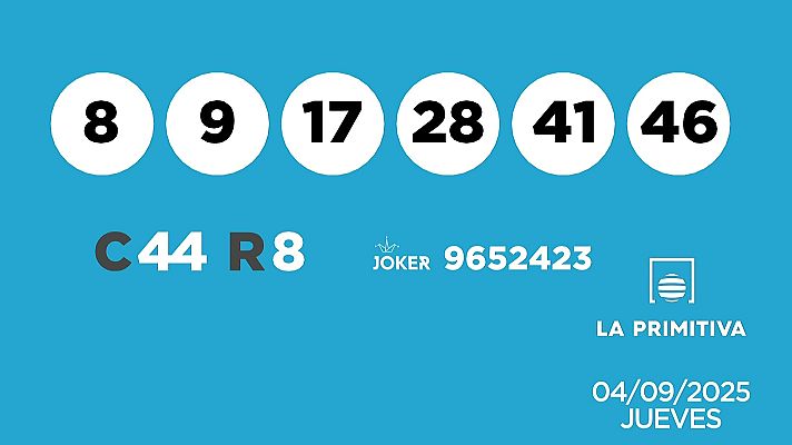 SELAE - Sorteo de la Lotería Primitiva y Joker del 04/09/2025