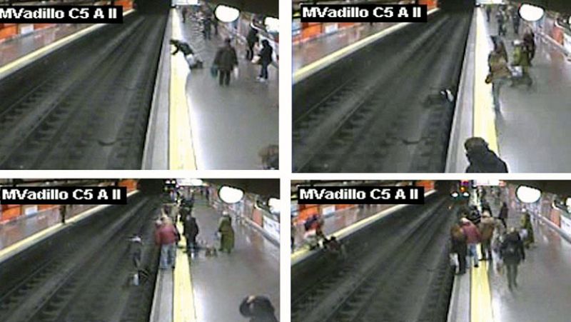 Un policía salva a una mujer tras caer a las vías en el metro de Madrid