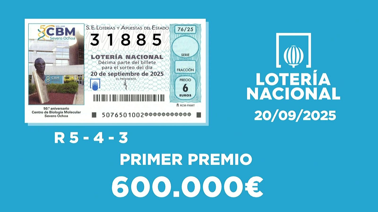 Sorteo de la Lotería Nacional del 20/09/2025 - Ver ahora