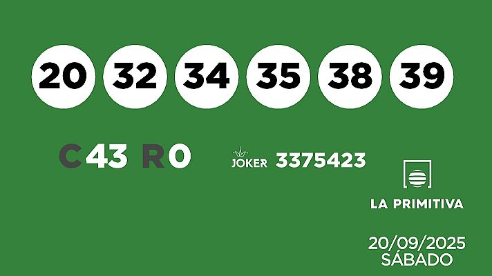 SELAE - Sorteo de la Lotería Primitiva y Joker del 20/09/2025
