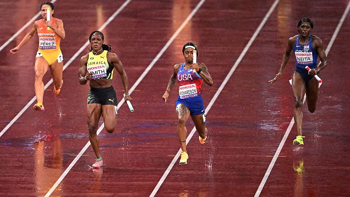 Atletismo - El relevo femenino español 4x100 m finaliza quinto el Mundial de Tokio