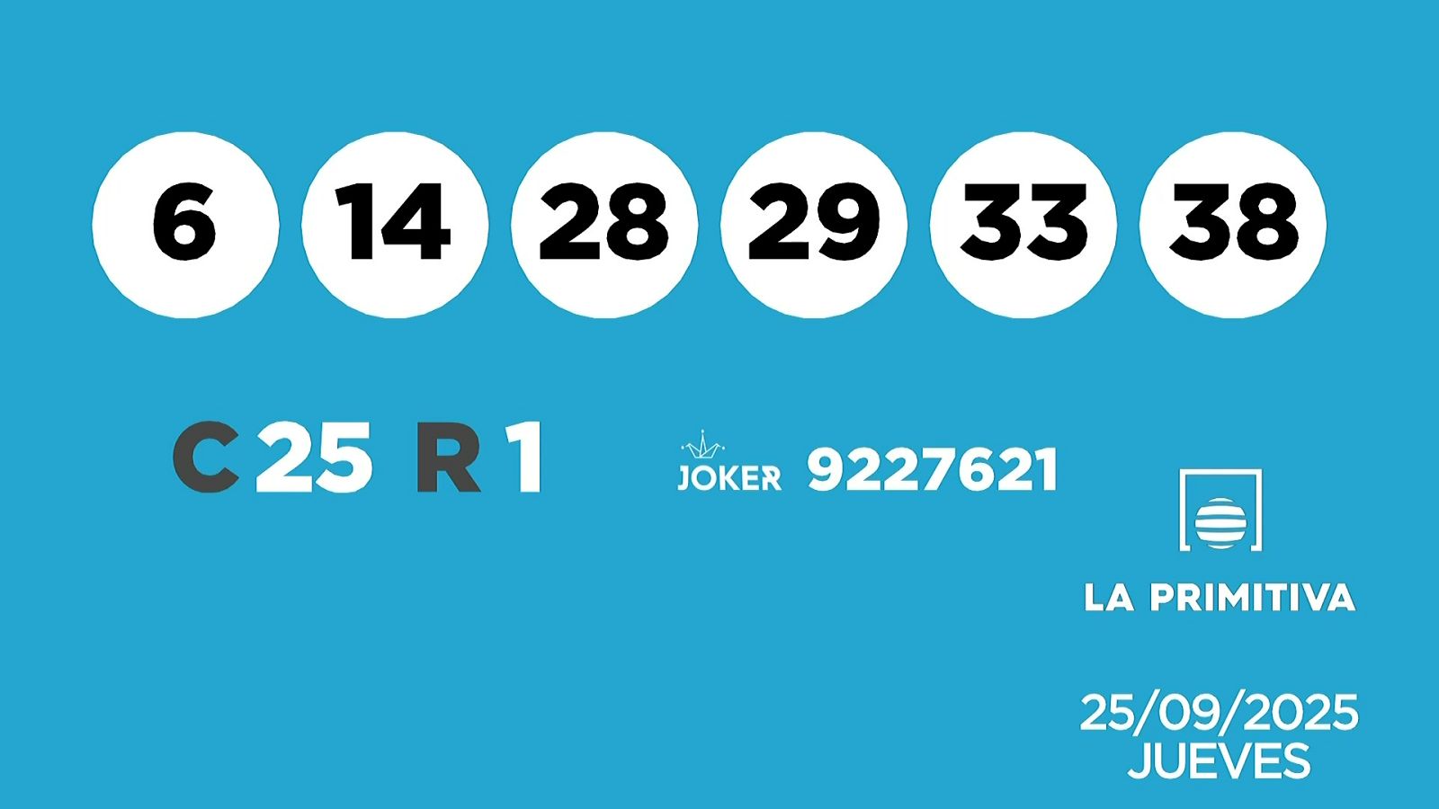 Sorteo de la Lotería Primitiva y Joker del 25/09/2025 - Ver ahora