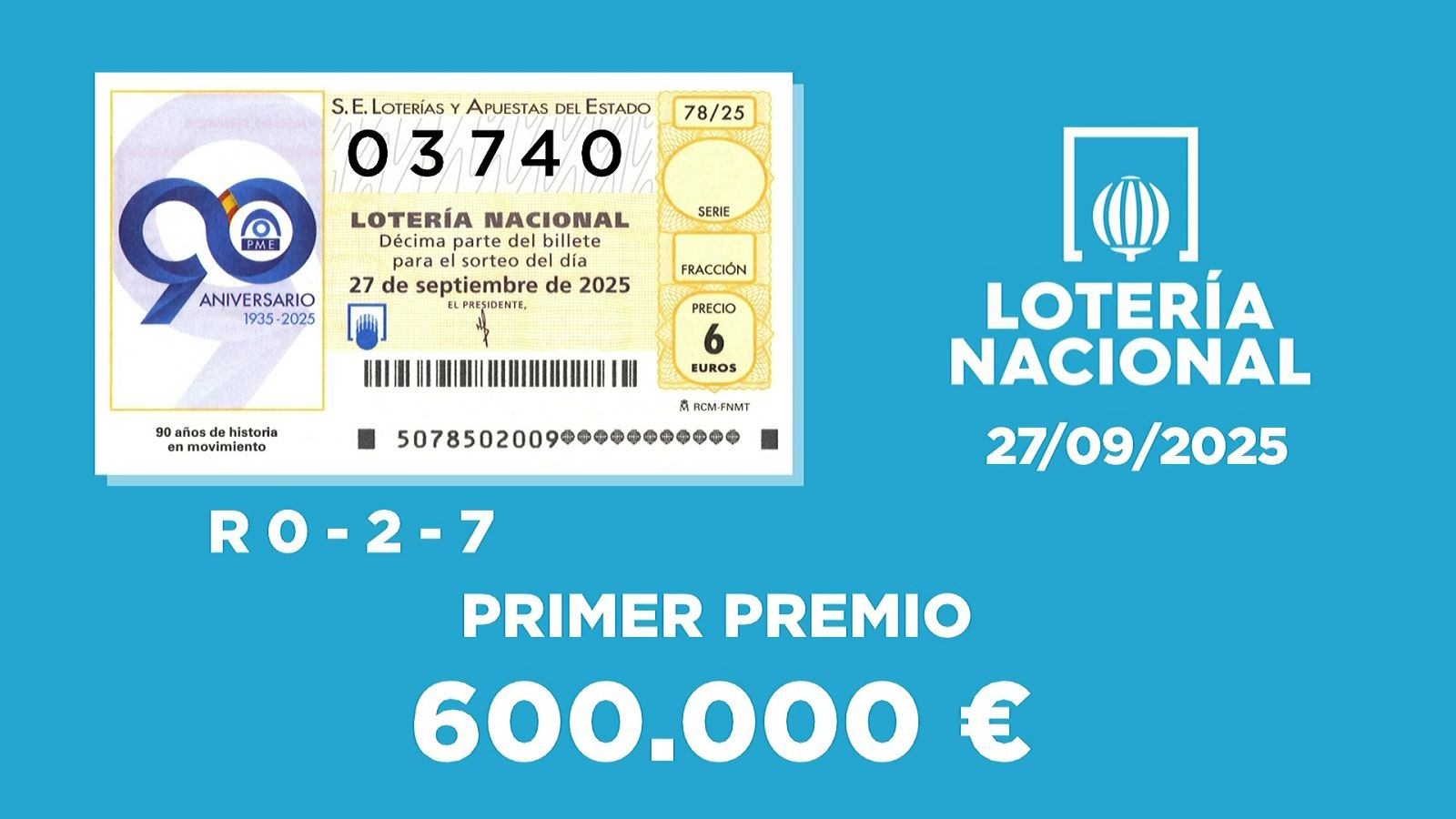 Sorteo de la Lotería Nacional del 27/09/2025 - Ver ahora