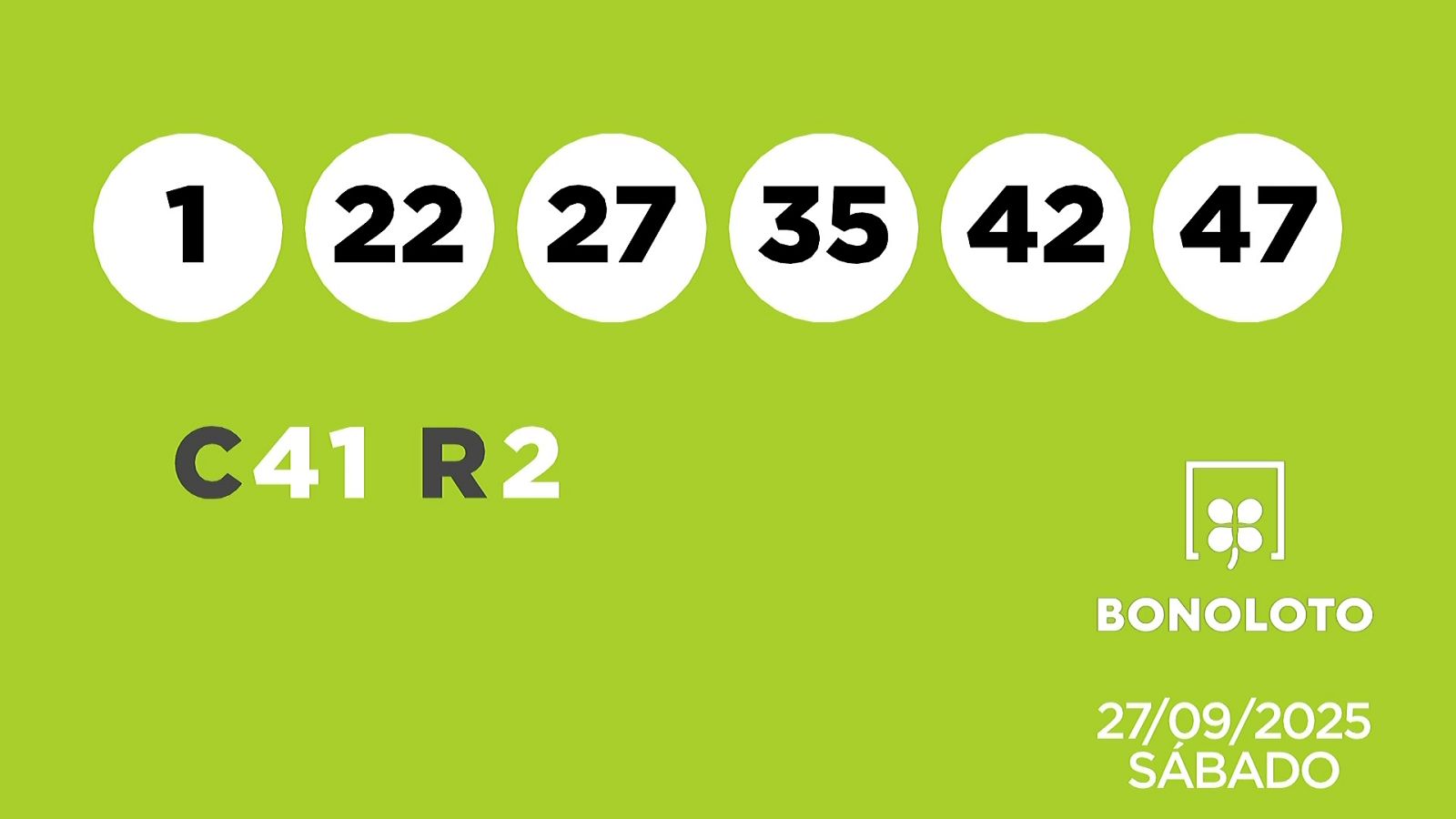 Sorteo de la Lotería Bonoloto del 27/09/2025 - Ver ahora