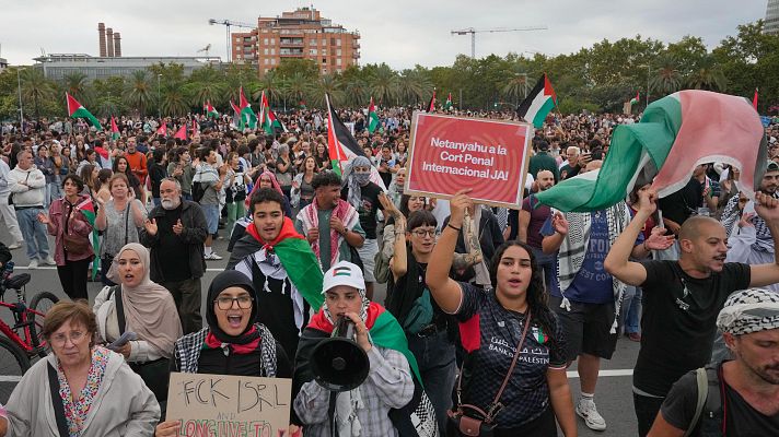 Miles de personas claman contra el alto a la flotilla en España - Telediario 2 | Ver