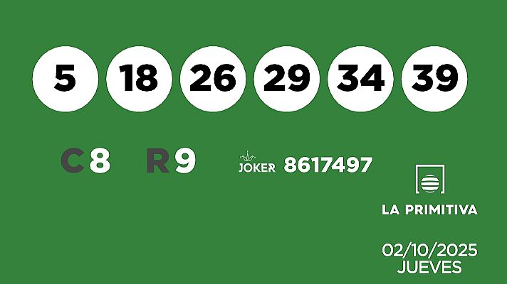 SELAE - Sorteo de la Lotería Primitiva y Joker del 02/10/2025