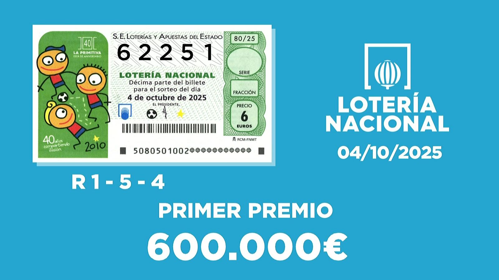Sorteo de la Lotería Nacional del 04/10/2025 - Ver ahora