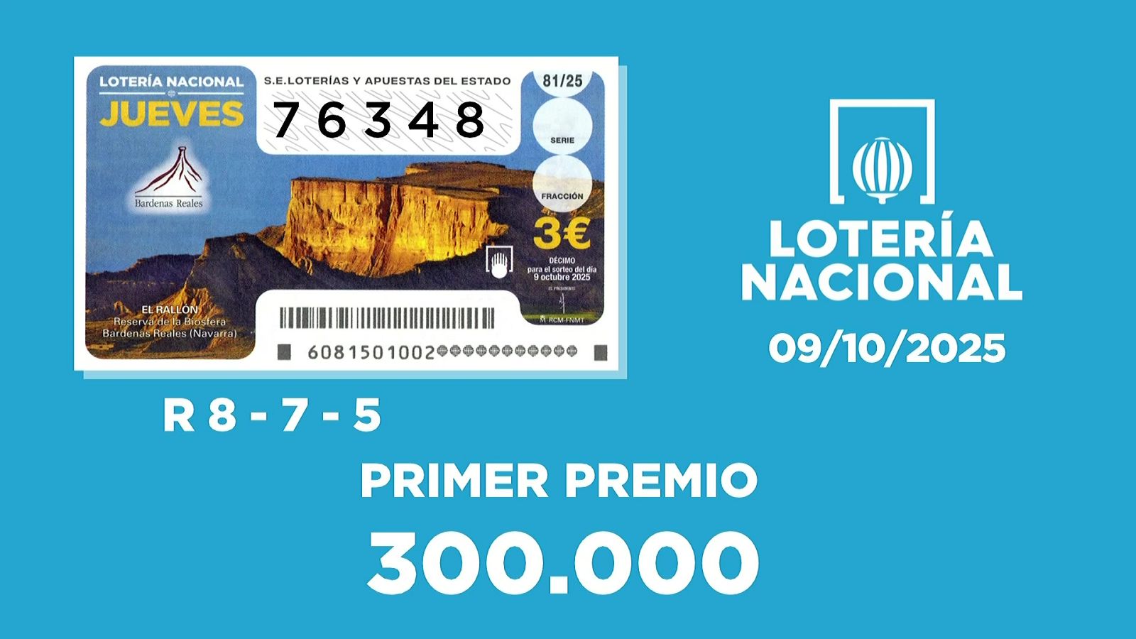 Sorteo de la Lotería Nacional del 09/10/2025 - Ver ahora