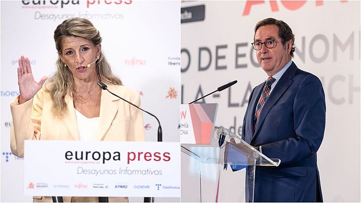 Telediario 1 - Permiso por fallecimiento de familiar: Díaz pide a Garamendi que deje de "frivolizar" y él defiende que no es "mala persona"