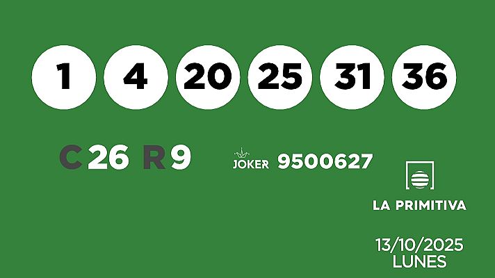 SELAE - Sorteo de la Lotería Primitiva y Joker del 13/10/2025