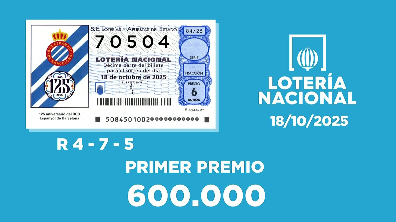 Sorteo de la Lotería Nacional del 18/10/2025 - Ver ahora