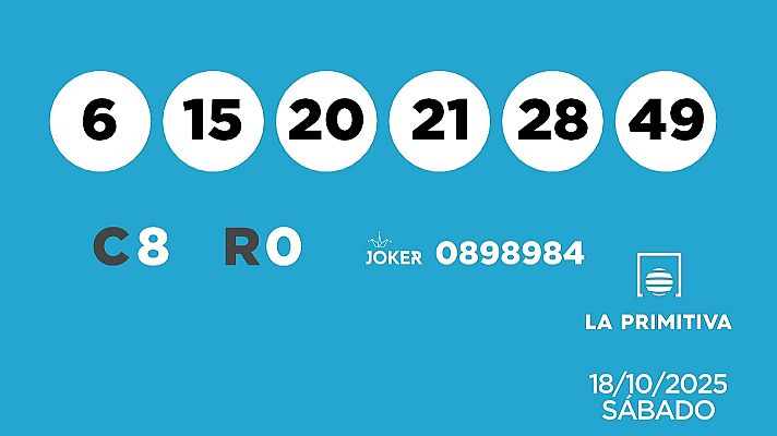 SELAE - Sorteo de la Lotería Primitiva y Joker del 18/10/2025