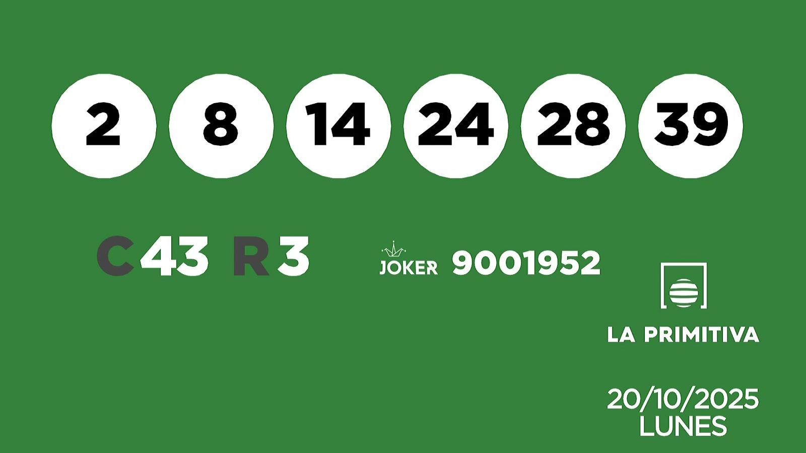 Sorteo de la Lotería Primitiva y Joker del 20/10/2025 - Ver ahora