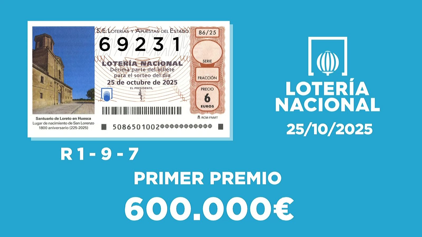 Sorteo de la Lotería Nacional del 25/10/2025 - Ver ahora