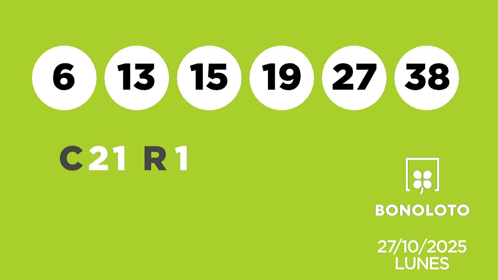 Sorteo de la Lotería Bonoloto del 27/10/2025 - Ver ahora