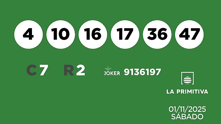 SELAE - Sorteo de la Lotería Primitiva y Joker del 01/11/2025