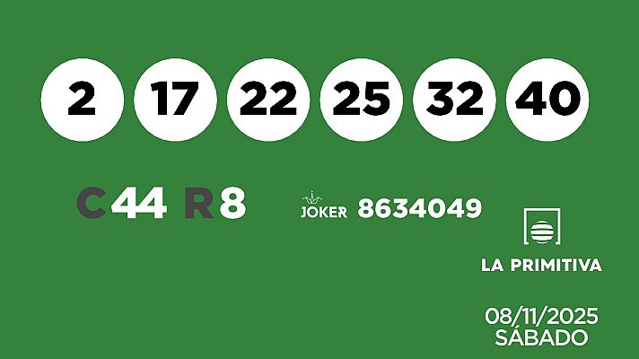 SELAE - Sorteo de la Lotería Primitiva y Joker del 08/11/2025
