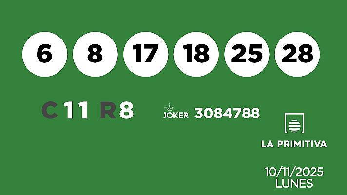 SELAE - Sorteo de la Lotería Primitiva y Joker del 10/11/2025