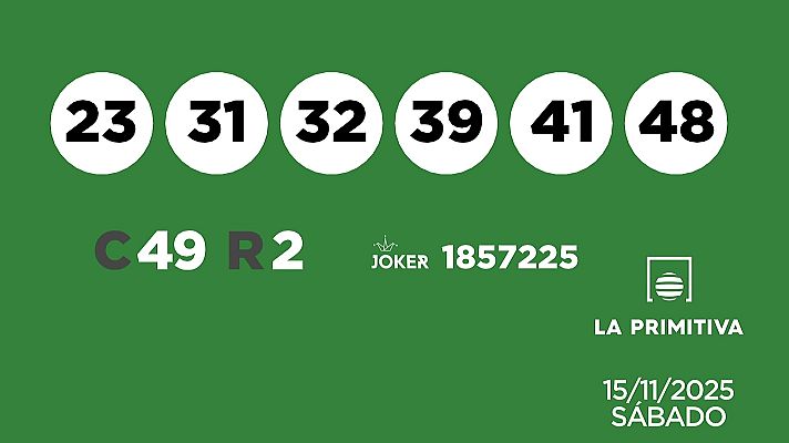 SELAE - Sorteo de la Lotería Primitiva y Joker del 15/11/2025