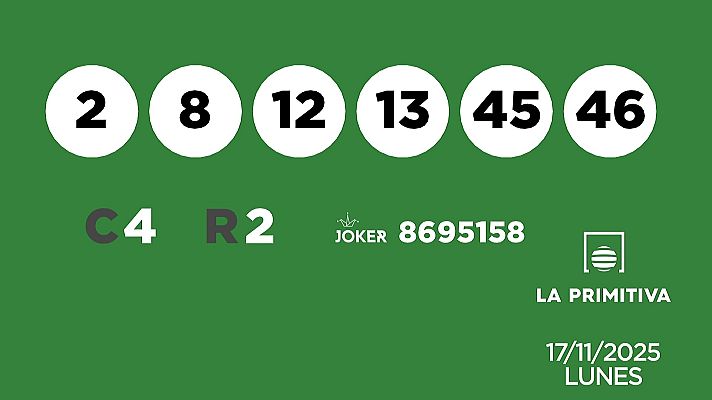 SELAE - Sorteo de la Lotería Primitiva y Joker del 17/11/2025