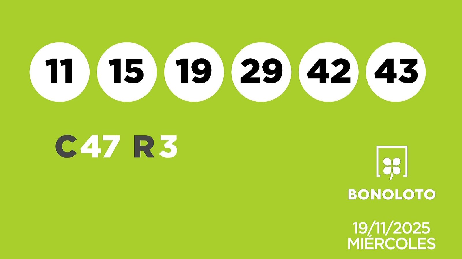 Sorteo de la Lotería Bonoloto del 19/11/2025 - Ver ahora