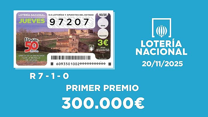 SELAE - Sorteo de la Lotería Nacional del 20/11/2025