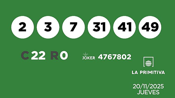 SELAE - Sorteo de la Lotería Primitiva y Joker del 20/11/2025