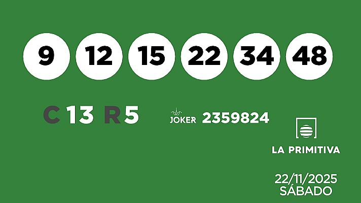 SELAE - Sorteo de la Lotería Primitiva y Joker del 22/11/2025