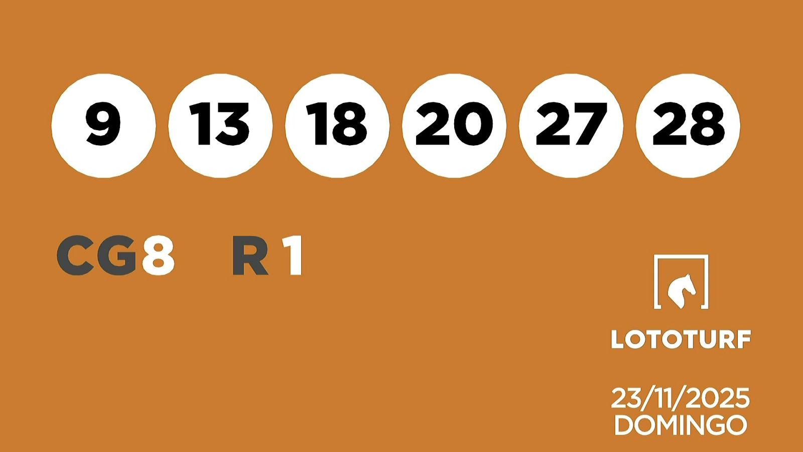 Sorteo de la Lotería Lototurf del 23/11/2025 - Ver ahora