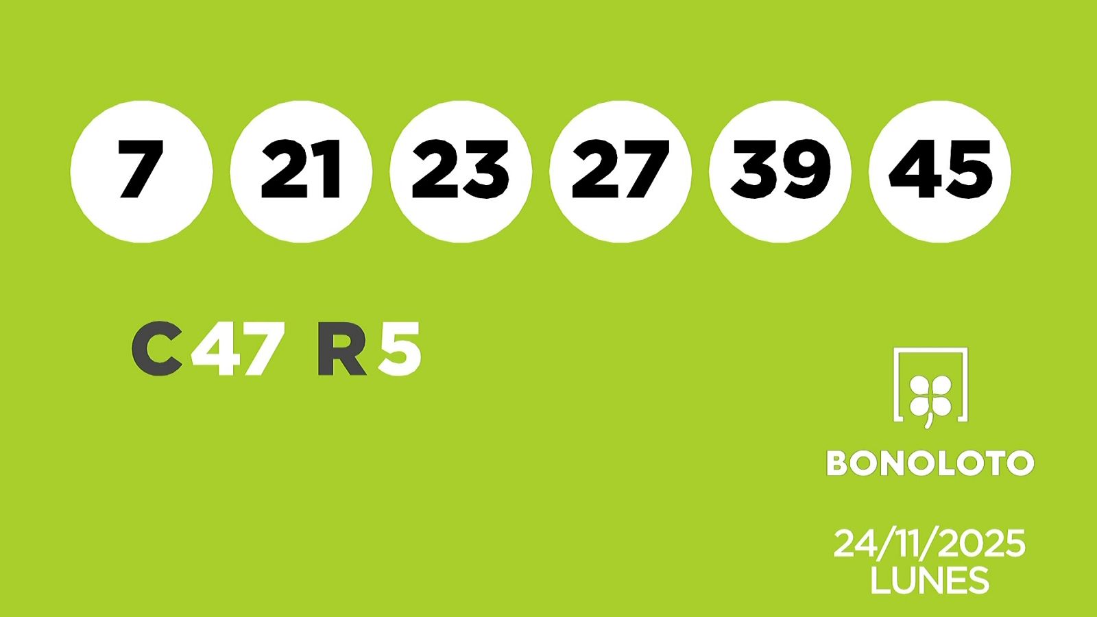 Sorteo de la Lotería Bonoloto del 24/11/2025 - Ver ahora