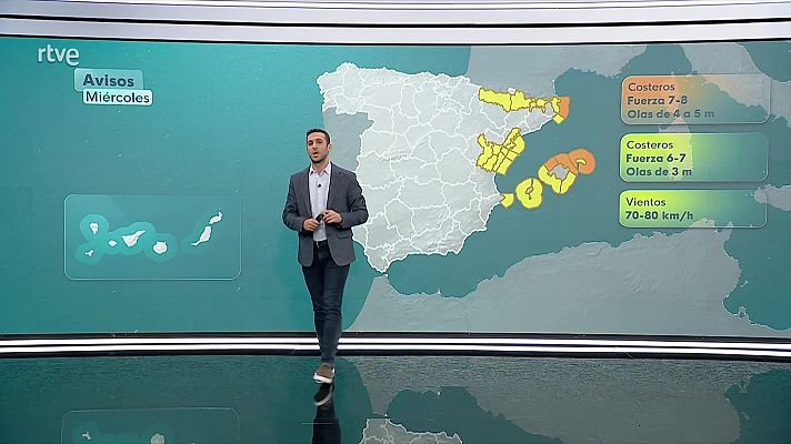 El tiempo - Viento fuerte con rachas muy fuertes en Tarragona, Castellón, Baleares, Ampurdán, Alborán