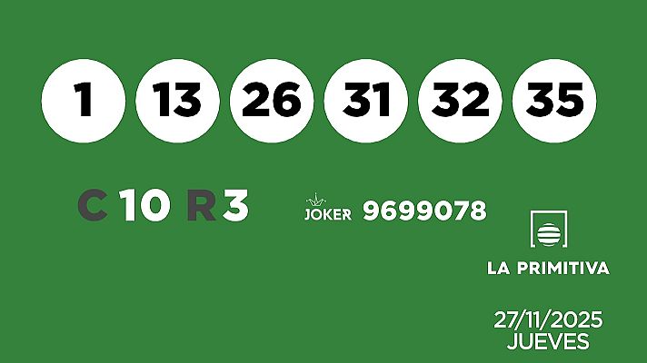 SELAE - Sorteo de la Lotería Primitiva y Joker del 27/11/2025