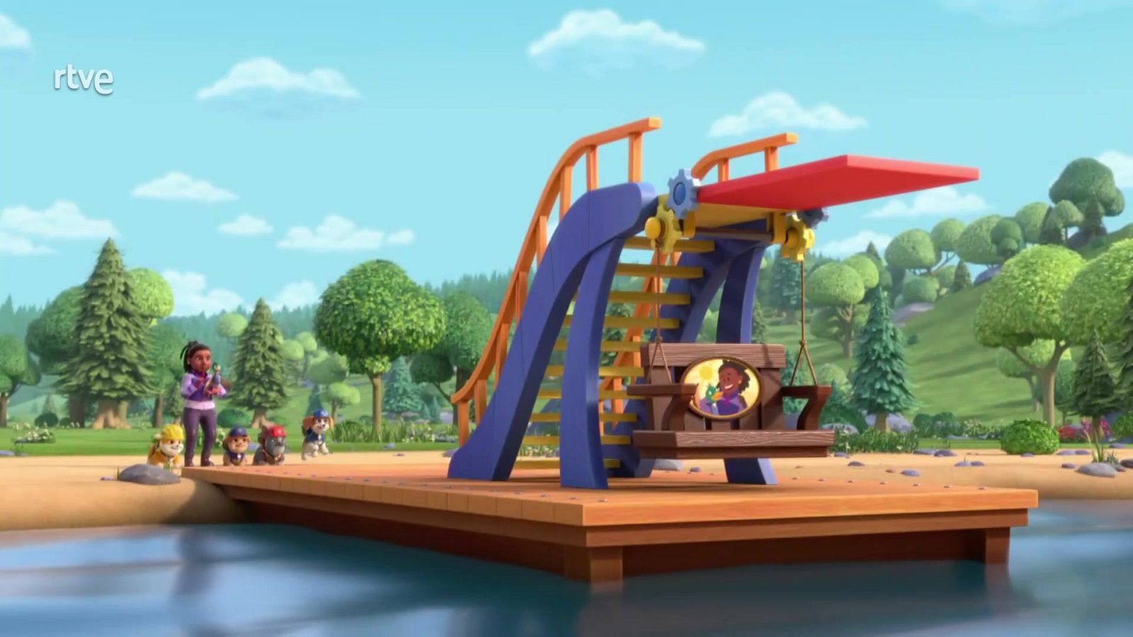 El equipo construye un trampolín especial para el Sr. Ducky-Doo - Equipo Rubble | Ver